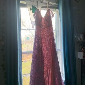 Jules and Cleo floor length prom dress. Rhinestone straps and shoulder drop